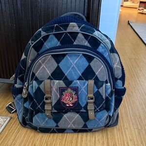Juicy Couture Argyle Pattern Backpack with Crest